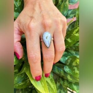 NWT 925 Sterling Silver Plated moonstone white women’s ring size 8